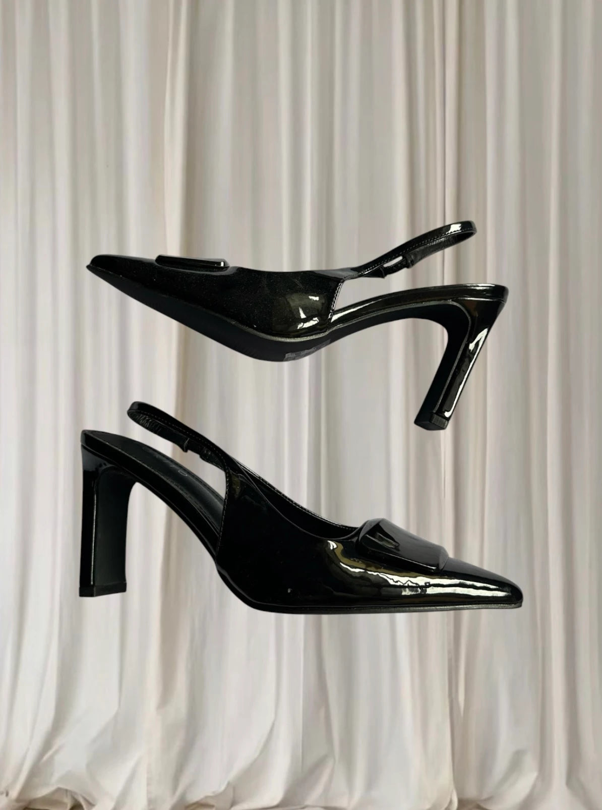 Tokito Slingback Heels - Elegant Black Patent Pointed Pumps AU6 - Image 5