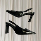 Tokito Slingback Heels - Elegant Black Patent Pointed Pumps AU6 - Image 5