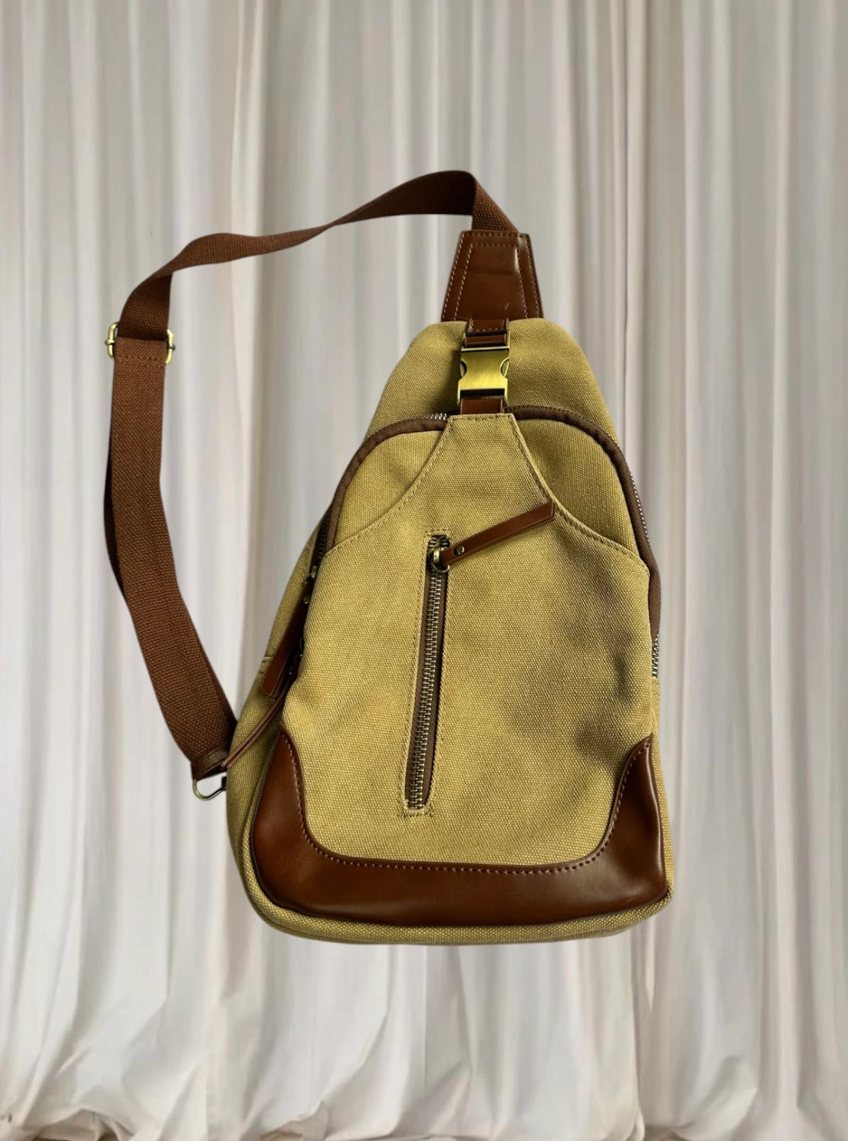 Antik Kraft Sling Backpack - Versatile Canvas And Leather Travel Crossbody - Image 3