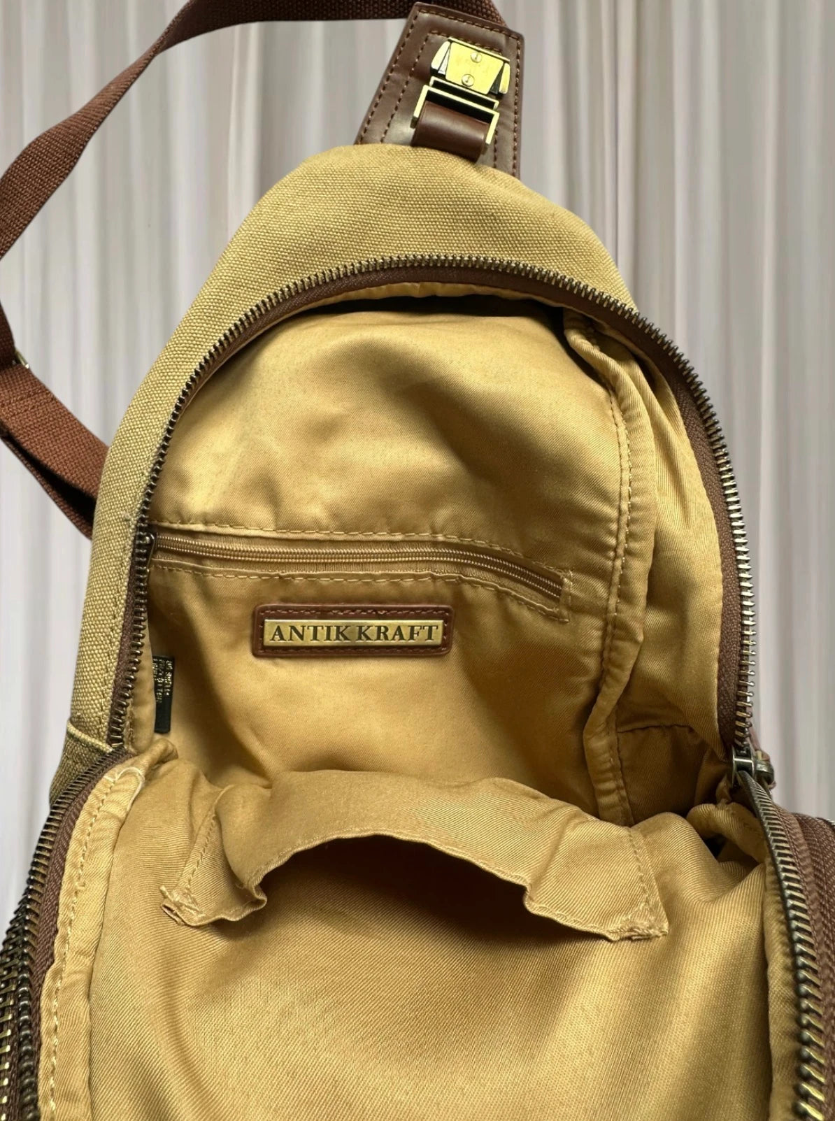 Antik Kraft Sling Backpack - Versatile Canvas And Leather Travel Crossbody - Image 5