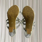 Laura Vita Block Heel Sandals - Rhinestone and Pearl Embellished Clear Straps 37 - Image 7