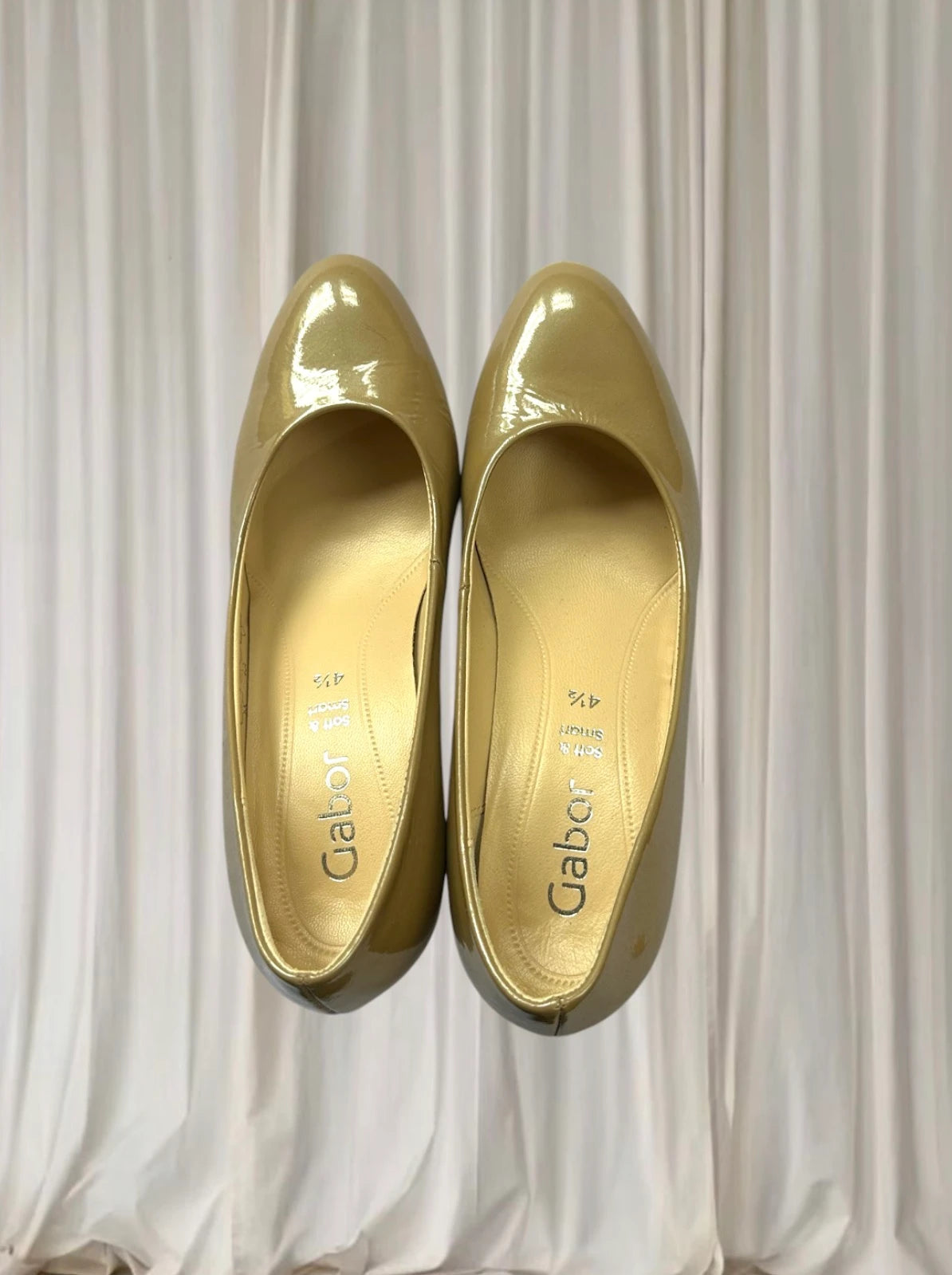 Gabor Patent Leather Platform Pumps - Beige High Heels 4.5 - Image 4