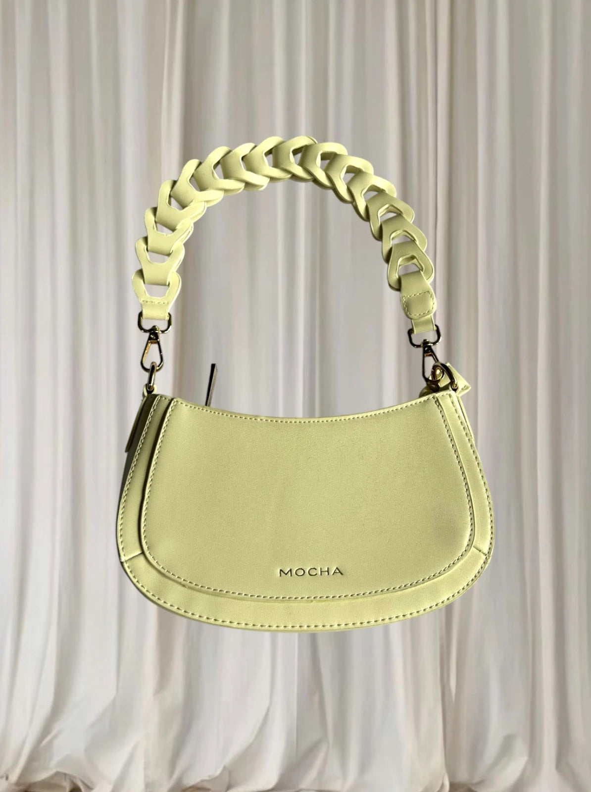 Mocha Australia Cream Braided Handle Shoulder Bag - Image 4