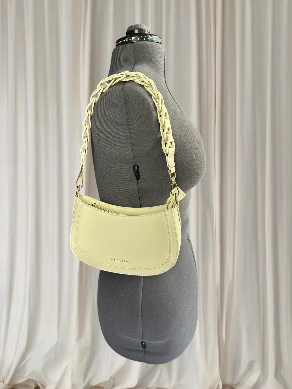 Mocha Australia Cream Braided Handle Shoulder Bag - Image 3
