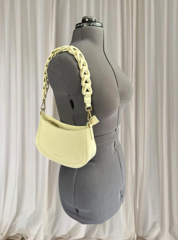 Mocha Australia Cream Braided Handle Shoulder Bag - Image 1