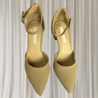 Pied à Terre Block Heel Pumps - Elegant Beige Pointed Toe Ankle Strap 7AU - Image 3