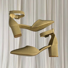 Pied à Terre Block Heel Pumps - Elegant Beige Pointed Toe Ankle Strap 7AU - Image 4