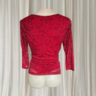 Vintage 2000s Suzanne Grae Mesh Long Sleeve Top - Red Rose Print S - Image 4