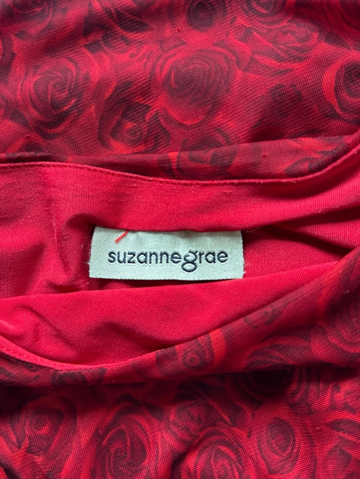 Vintage 2000s Suzanne Grae Mesh Long Sleeve Top - Red Rose Print S - Image 5