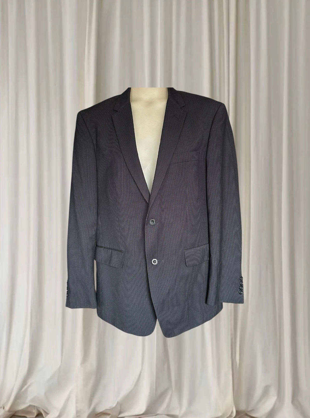 Pierre Cardin Men's Pinstripe Blazer - Classic Navy Two-Button Tailored Fit L - Image 1