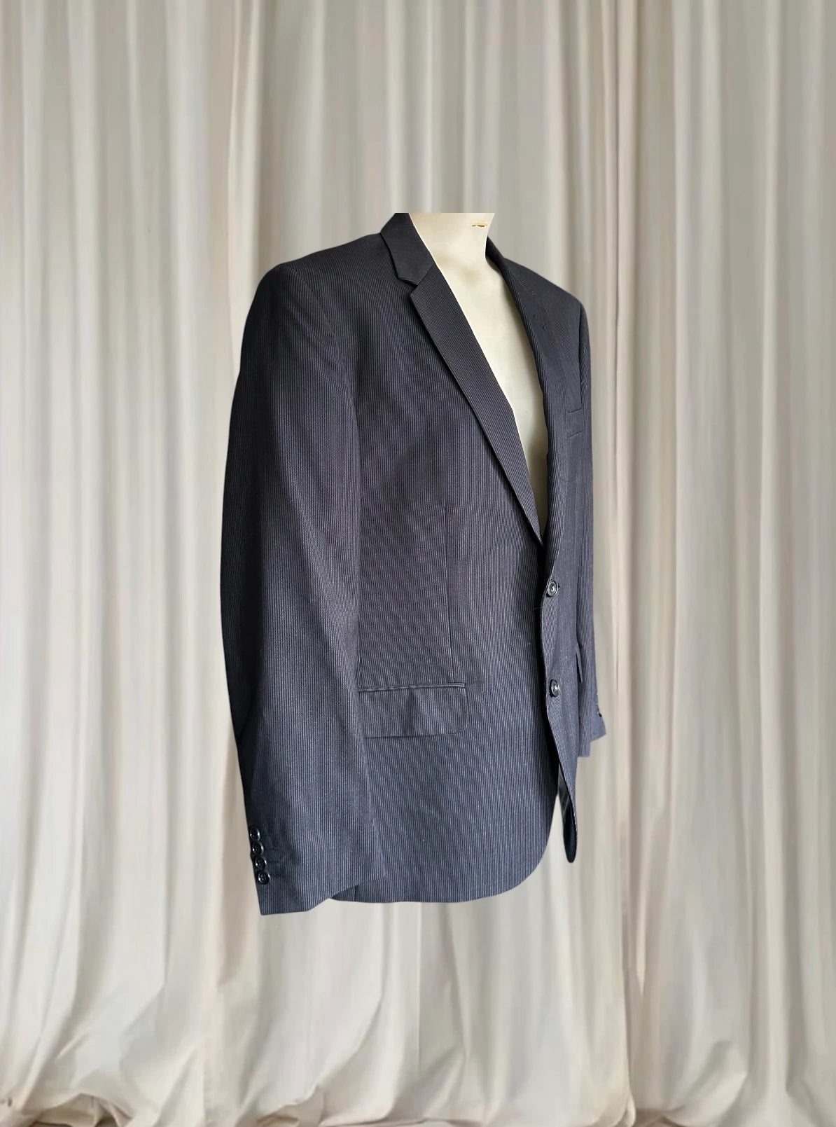 Pierre Cardin Men's Pinstripe Blazer - Classic Navy Two-Button Tailored Fit L - Image 2