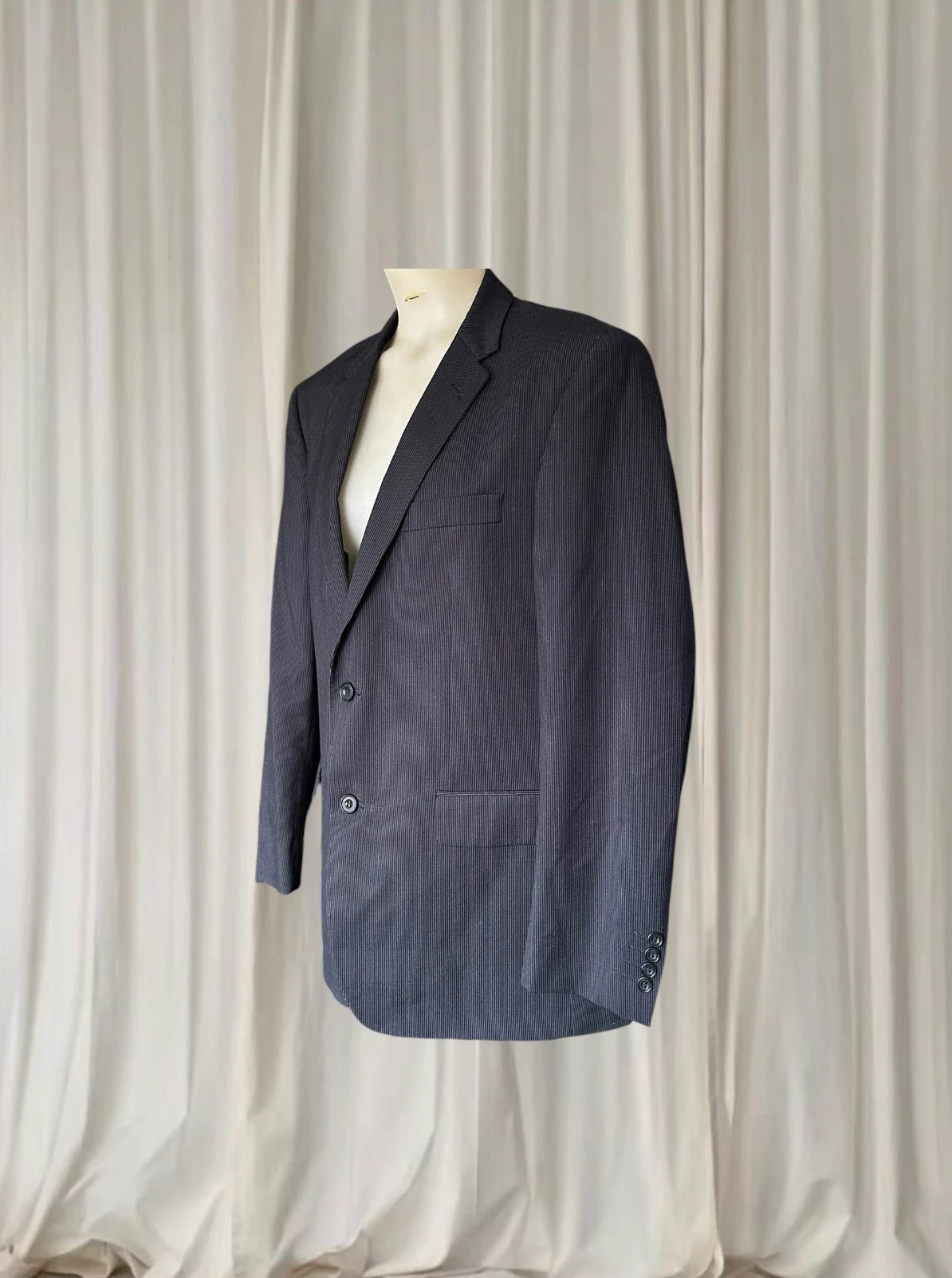 Pierre Cardin Men's Pinstripe Blazer - Classic Navy Two-Button Tailored Fit L - Image 3