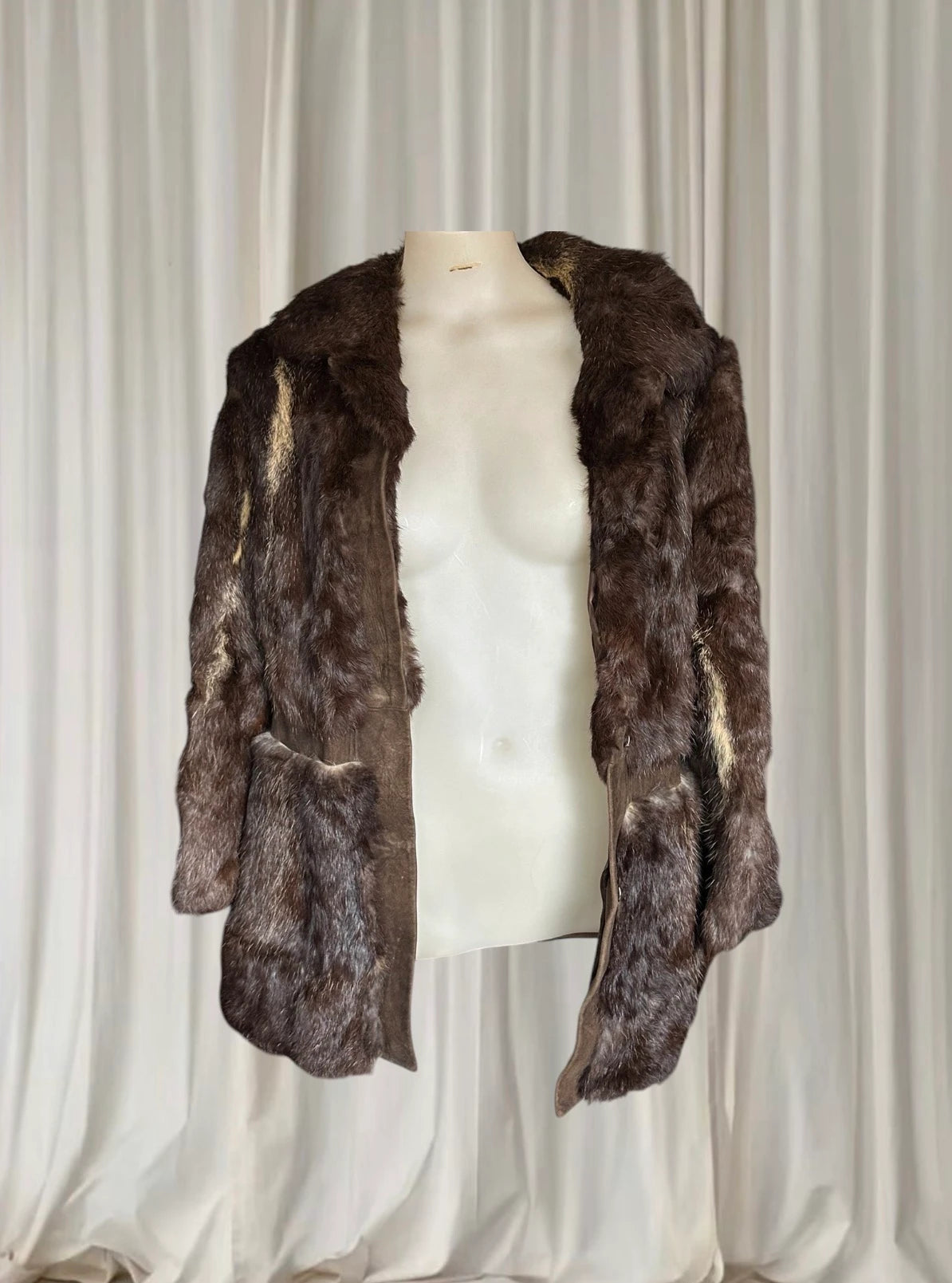 Vintage Genuine Mink Fur And Suede Paneled Jacket - Brown Luxury Coat - Image 2