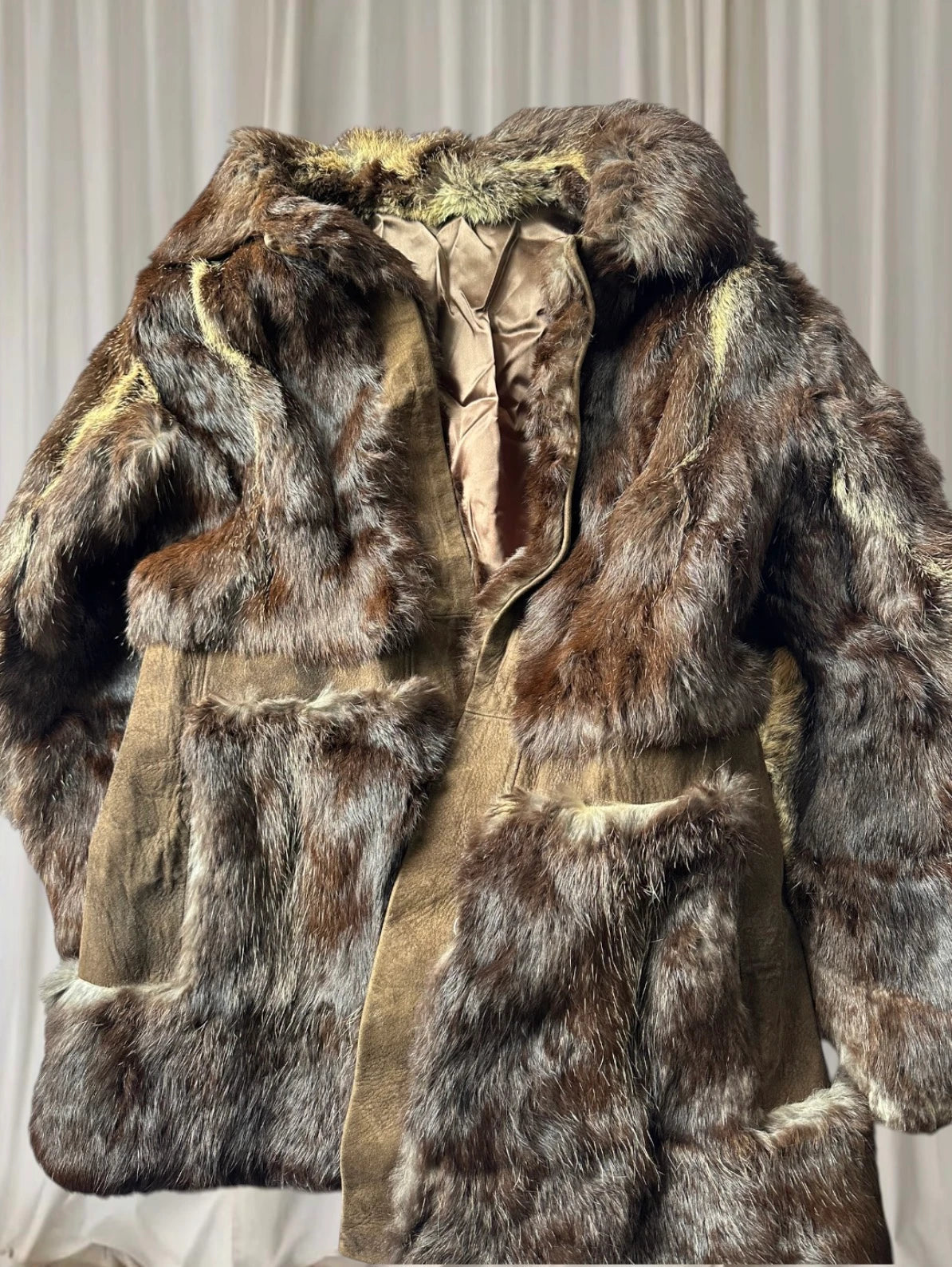 Vintage Genuine Mink Fur And Suede Paneled Jacket - Brown Luxury Coat - Image 6