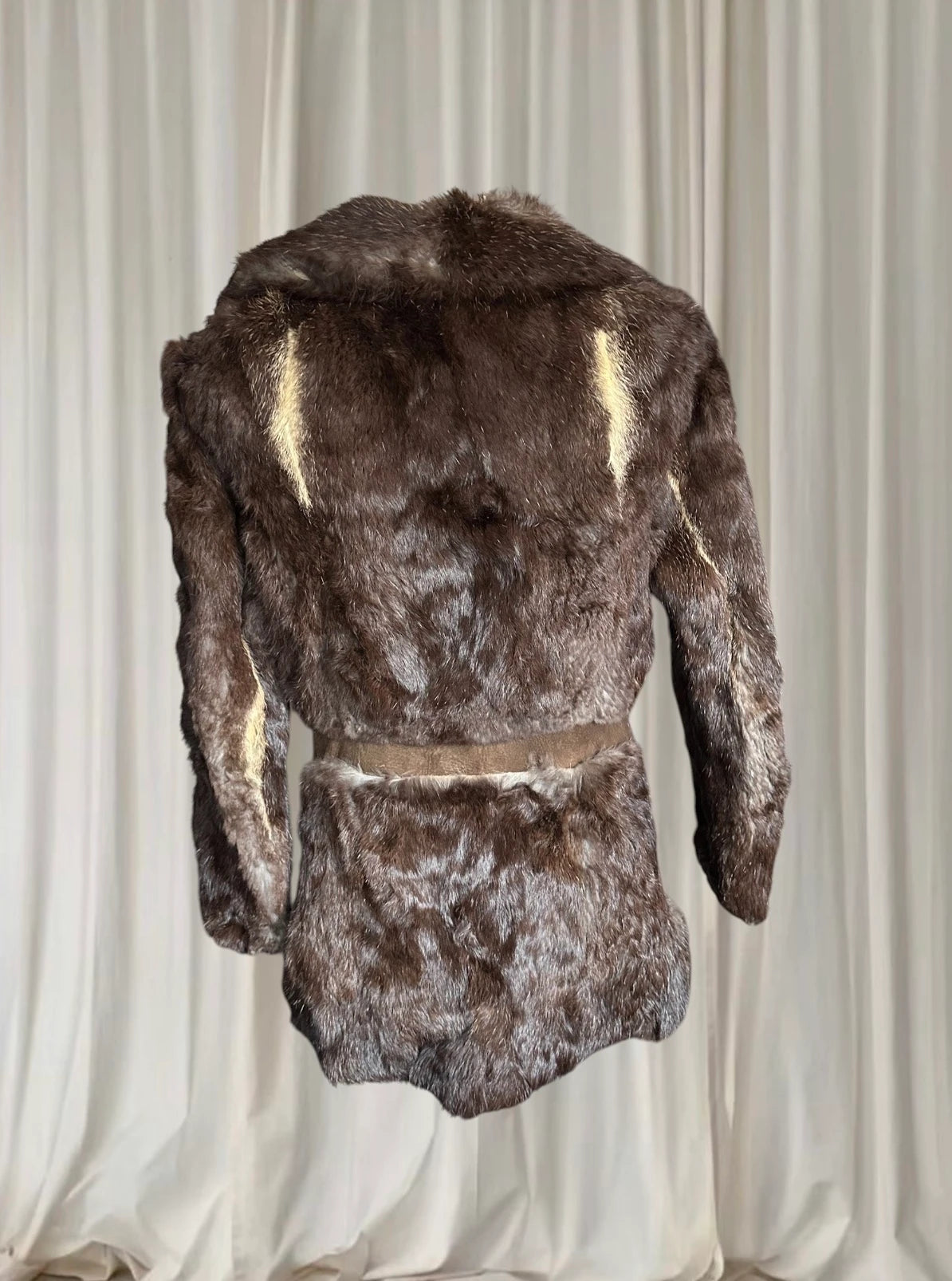 Vintage Genuine Mink Fur And Suede Paneled Jacket - Brown Luxury Coat - Image 5