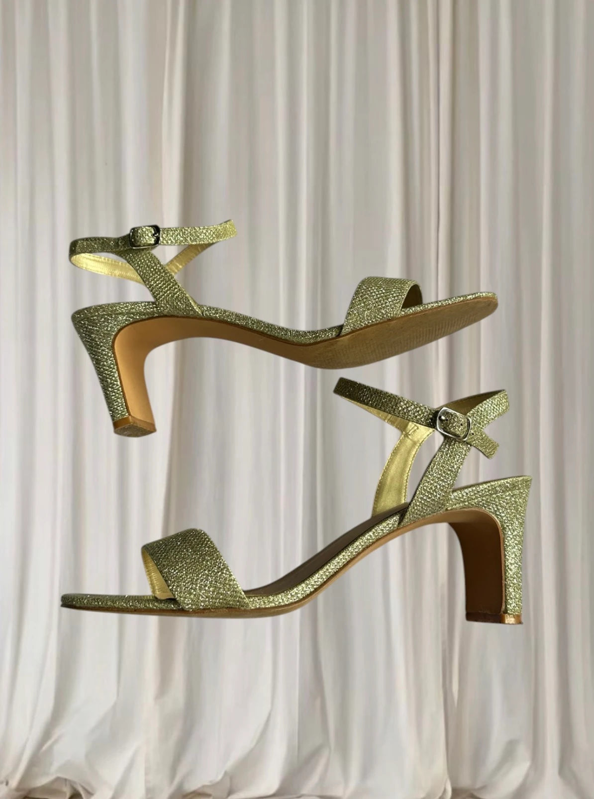 Easy Steps Gold Glitter Kitten Heel Sandals - Elegant Evening Footwear 10 - Image 4