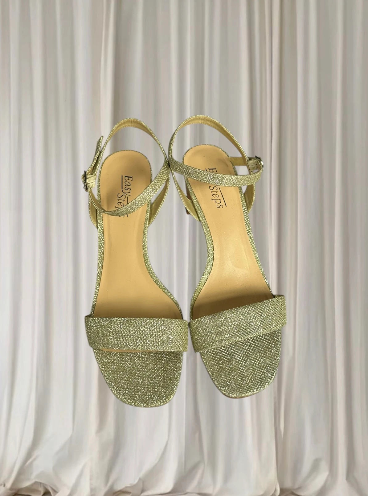 Easy Steps Gold Glitter Kitten Heel Sandals - Elegant Evening Footwear 10 - Image 3