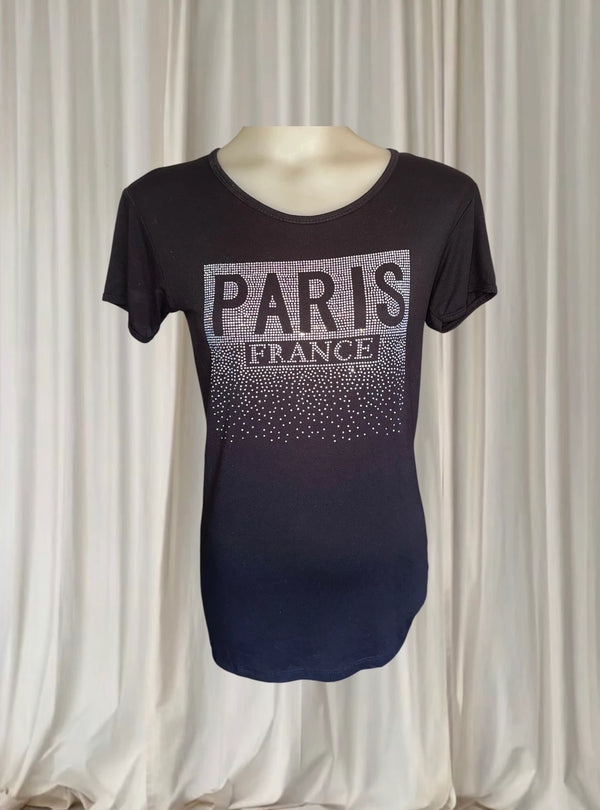Attitude Paris Graphic T-Shirt - Rhinestone Paris France Design S - Image 1