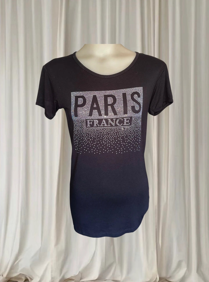 Attitude Paris Graphic T-Shirt - Rhinestone Paris France Design S - Image 1