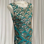 Princess Charlotte Charlie Brown Evening Gown - Art Deco Beaded Teal Green XS - Image 2