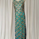 Princess Charlotte Charlie Brown Evening Gown - Art Deco Beaded Teal Green XS - Image 1