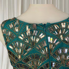 Princess Charlotte Charlie Brown Evening Gown - Art Deco Beaded Teal Green XS - Image 8