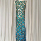 Princess Charlotte Charlie Brown Evening Gown - Art Deco Beaded Teal Green XS - Image 5