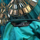 Princess Charlotte Charlie Brown Evening Gown - Art Deco Beaded Teal Green XS - Image 6