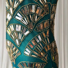 Princess Charlotte Charlie Brown Evening Gown - Art Deco Beaded Teal Green XS - Image 7