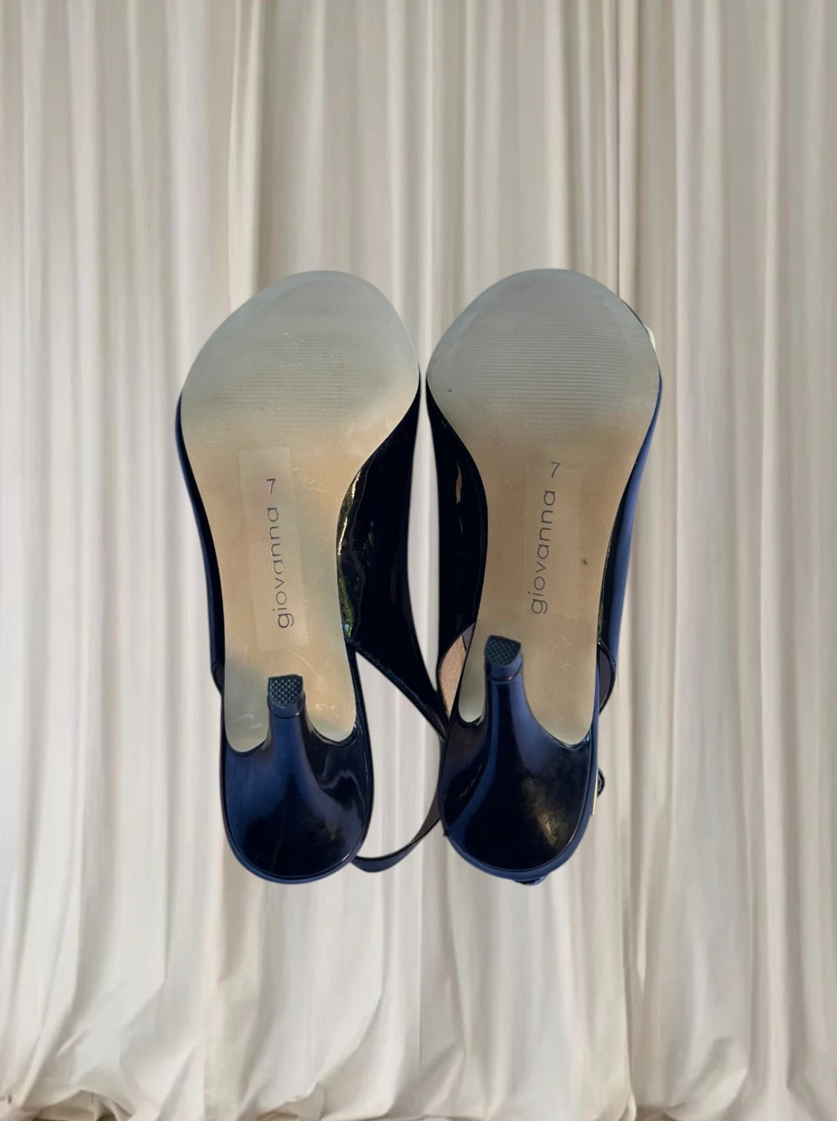 Giovanna Vintage Slingback Heels - Italian Leather. Black Floral Detail. AU7 - Image 7