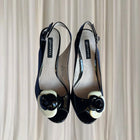 Giovanna Vintage Slingback Heels - Italian Leather. Black Floral Detail. AU7 - Image 2