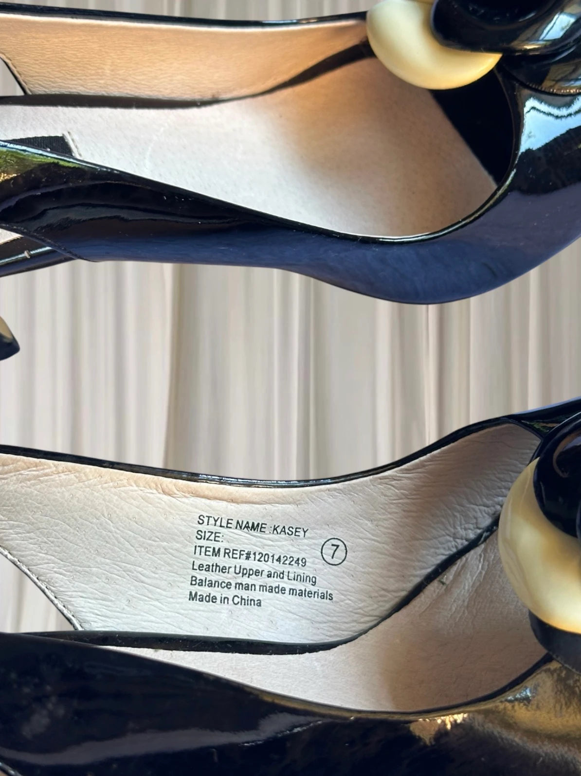 Giovanna Vintage Slingback Heels - Italian Leather. Black Floral Detail. AU7 - Image 6
