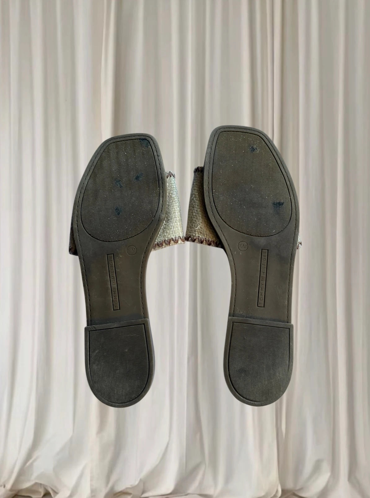 Tommy Hilfiger Woven Raffia Slide Sandals - Brown Logo Detail AU10 - Image 4