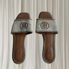 Tommy Hilfiger Woven Raffia Slide Sandals - Brown Logo Detail AU10 - Image 3