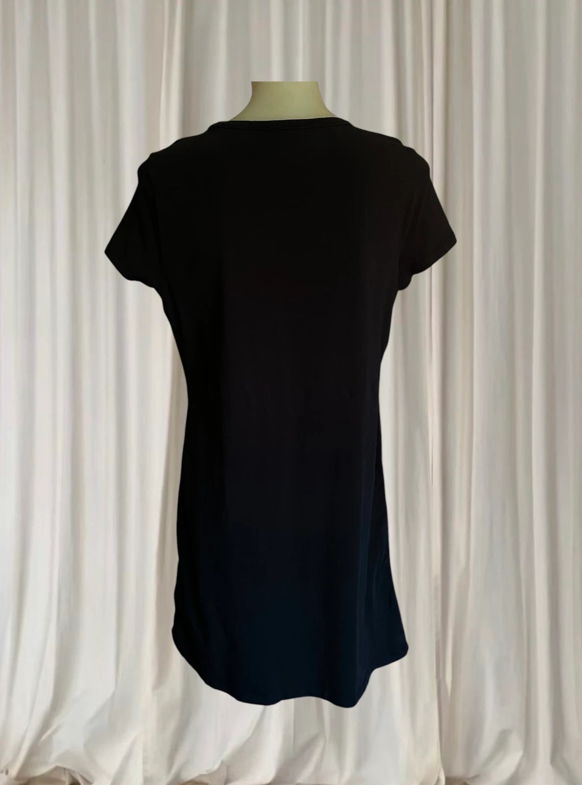 DKNY Women's Logo Tape T-Shirt Dress - Casual Black Short Sleeve L - Image 5