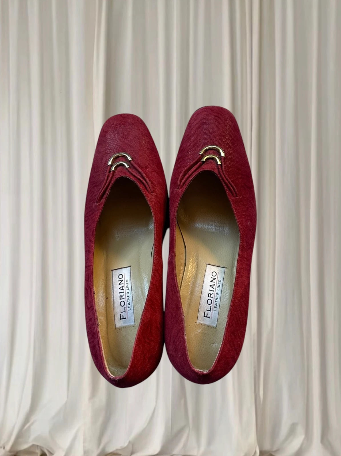 Floriano Italian Vintage Textured Kitten Heel Pumps - Elegant Gold Hardware 9 - Image 3