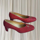 Floriano Italian Vintage Textured Kitten Heel Pumps - Elegant Gold Hardware 9 - Image 1