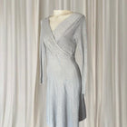 Vintage Y2K Sunny Girl Ribbed Knit Wrap Dress - Long Sleeve Midi in Grey S - Image 3