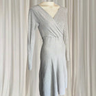 Vintage Y2K Sunny Girl Ribbed Knit Wrap Dress - Long Sleeve Midi in Grey S - Image 4