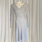 Vintage Y2K Sunny Girl Ribbed Knit Wrap Dress - Long Sleeve Midi in Grey S - Image 5