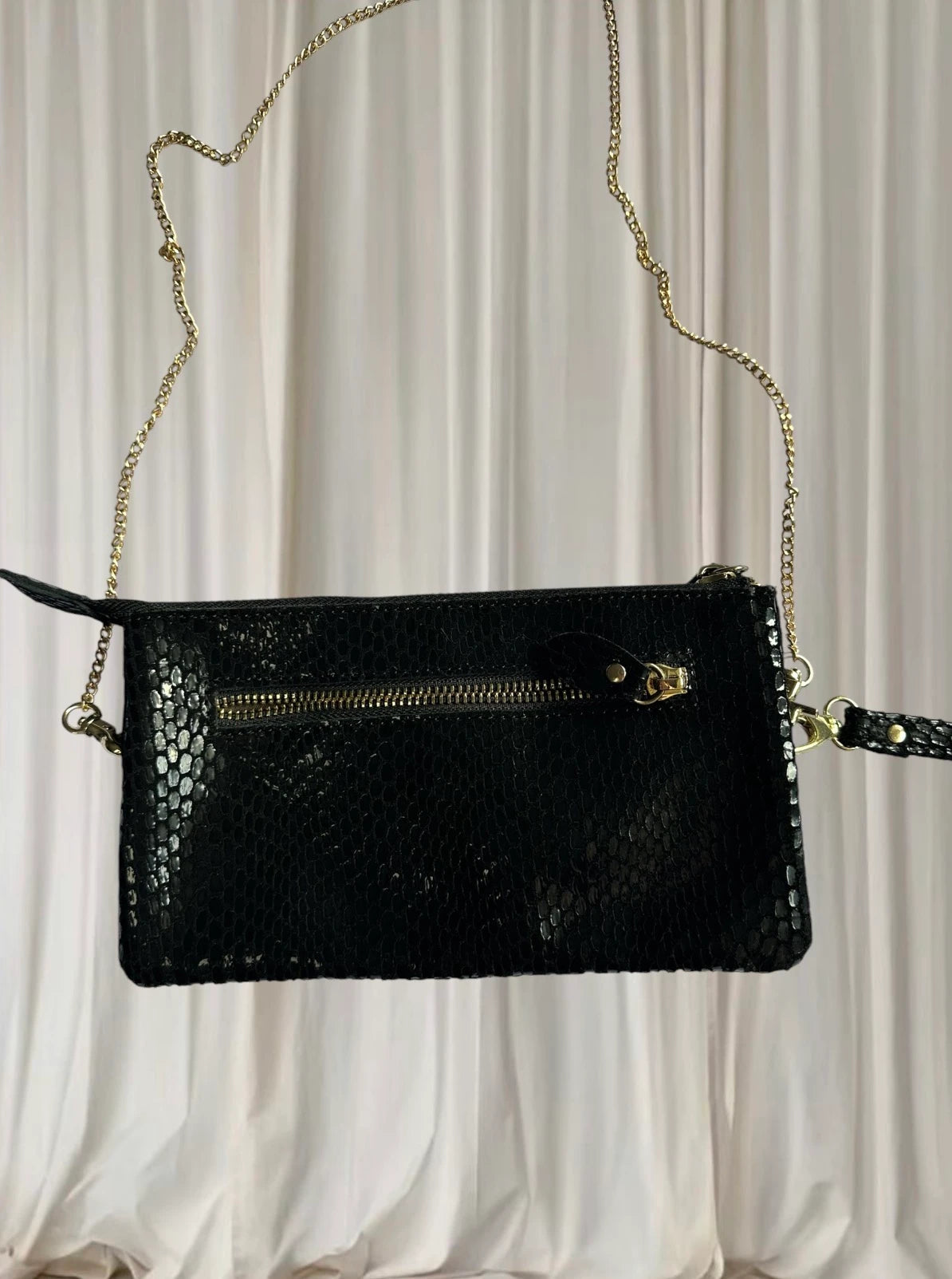 Jade Australia Crossbody Clutch - Black Faux Snakeskin - Image 3
