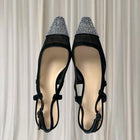 Y2K Rhinestone Mesh Slingback Heels - Elegant Black Cap Toe 39 - Image 3