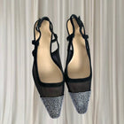 Y2K Rhinestone Mesh Slingback Heels - Elegant Black Cap Toe 39 - Image 4