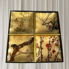 Heritage Artisans Japanese Lacquerware Plate Set - Vintage Gold Leaf Four Seasons Design - Image 1