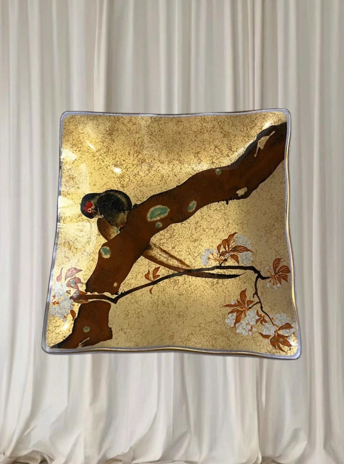 Heritage Artisans Japanese Lacquerware Plate Set - Vintage Gold Leaf Four Seasons Design - Image 6
