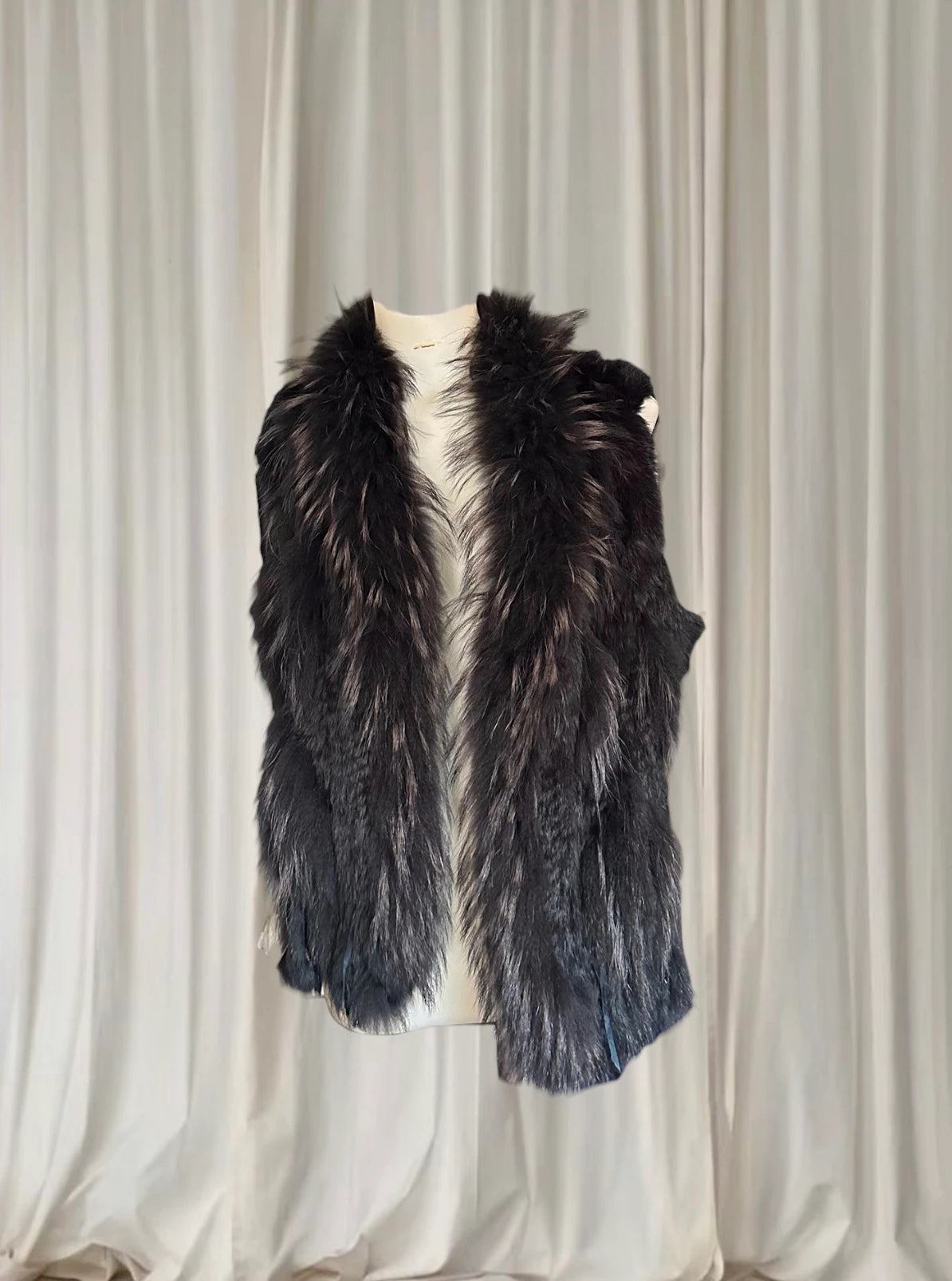Jennifer Kate Rabbit Fur Vest - Luxurious Shaggy Layering Piece S-M - Image 1
