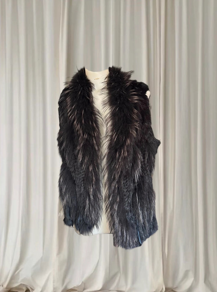Jennifer Kate Rabbit Fur Vest - Luxurious Shaggy Layering Piece S-M - Image 1