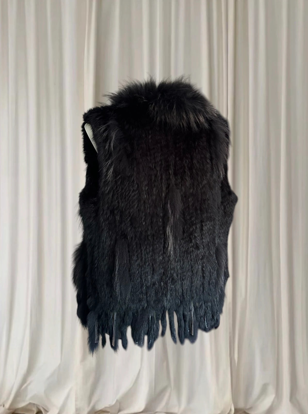 Jennifer Kate Rabbit Fur Vest - Luxurious Shaggy Layering Piece S-M - Image 5