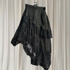 Avant Garde Black Satin Lace Skirt - Asymmetrical Gothic Midi Style S - Image 1