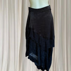 Avant Garde Black Satin Lace Skirt - Asymmetrical Gothic Midi Style S - Image 3
